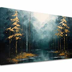 Модерно уметничко сликарство Златни допири на шума - ПРЕМИУМ АРТ