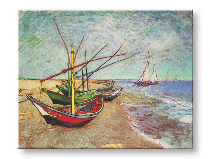Слики на платно FISHING BOATS ON THE BEACH AT SAINTS-MARIES – Vincent van Gogh