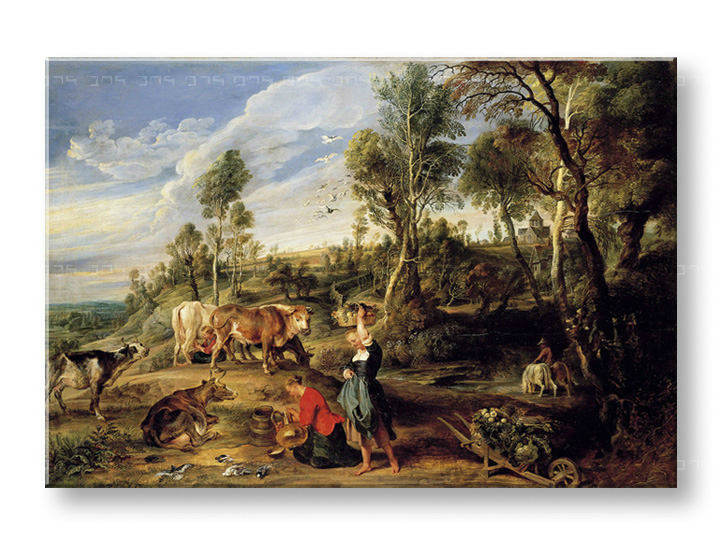 Слики на платно MILKMAIDS WITH CATTLE IN A LANDCAPE – Peter Paul Rubens