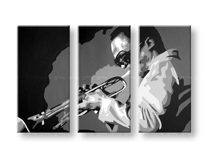 Рачно сликани слики на платно POP Art Miles Davis 3-делна 