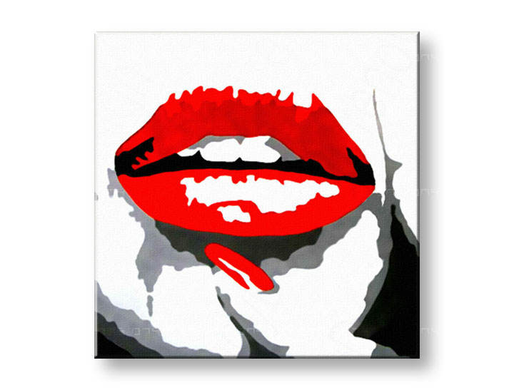 Рачно сликани слики на платно POP Art RED LIPS 1-делна