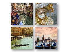 Слики на платно Венеција 4 делнИ 60x60 cm XOBKOL01E42/24h