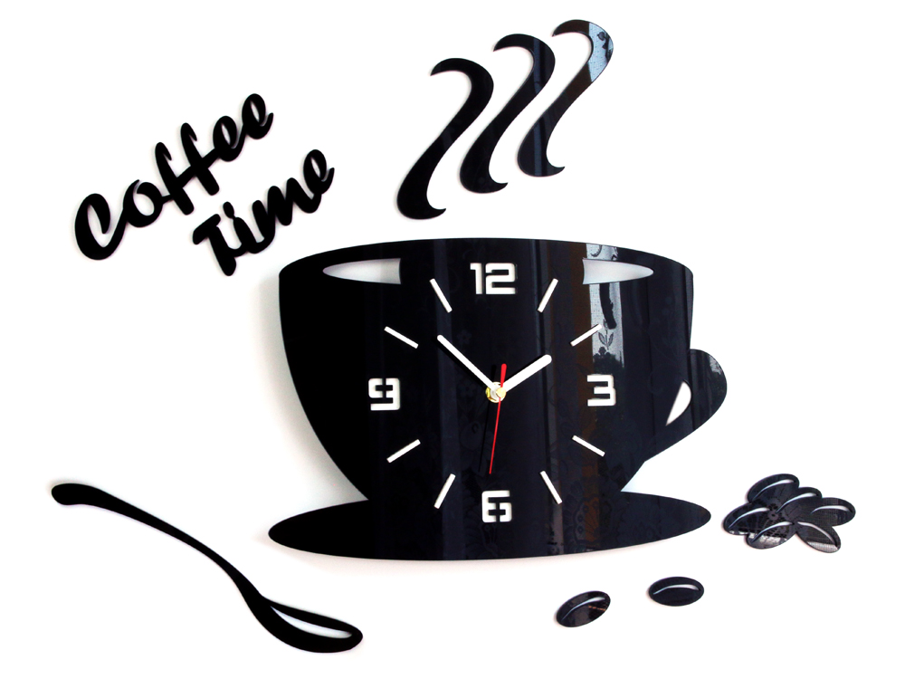 Модерни ѕидни часовници COFFE TIME 3D BLACK NH045-black
