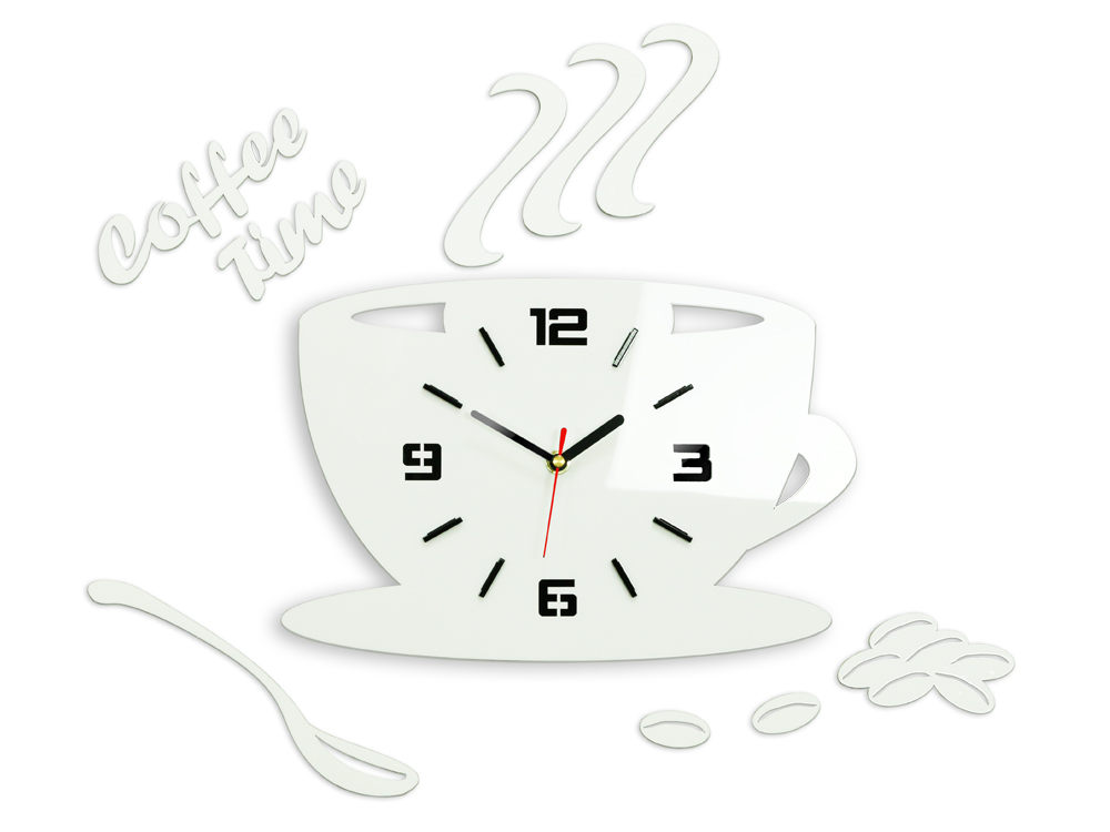 Модерни ѕидни часовници COFFE TIME 3D WHITE NH045-white