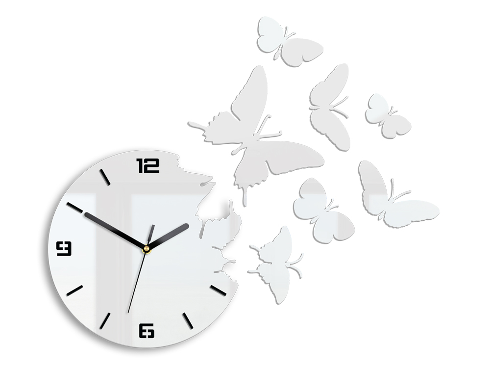 Модерен ѕиден часовник BUTTERFLIE 3D WHITE NH049