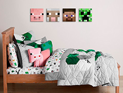 Minecraft слики - Најдобрите ликови на платно - Steve, Creeper, Sheep, Pig