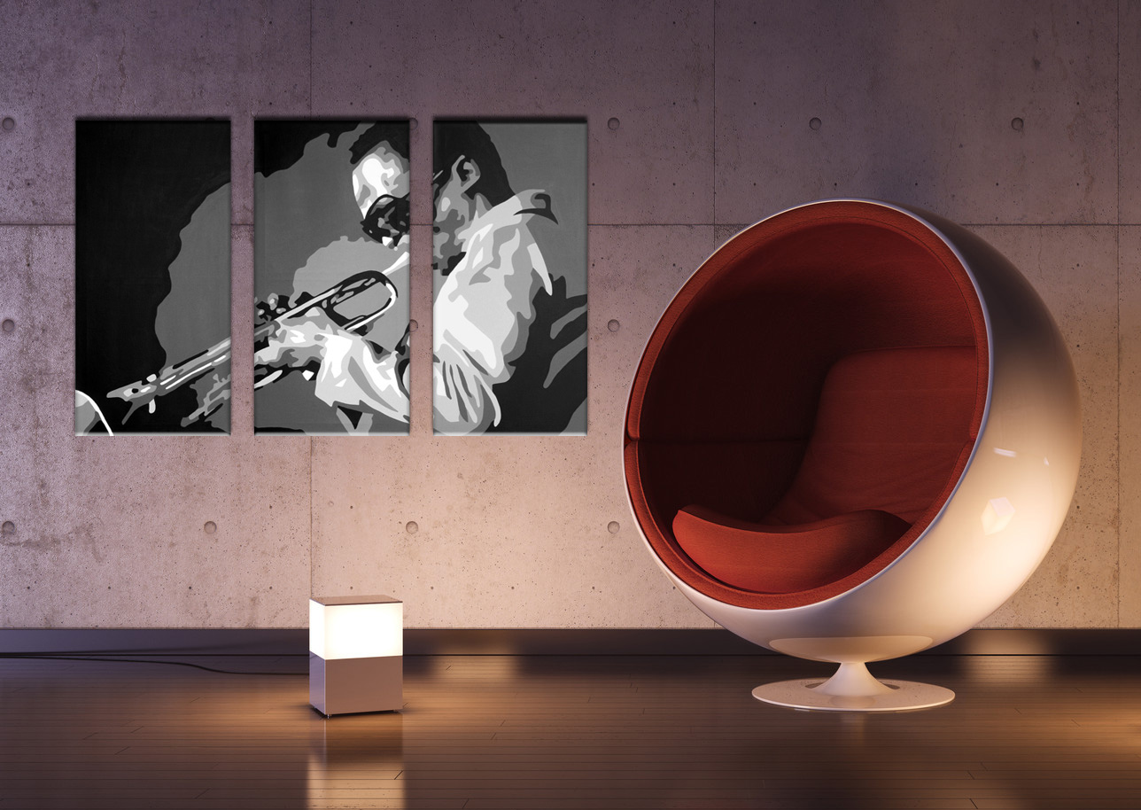 Рачно сликани слики на платно POP Art Miles Davis 3-делна 