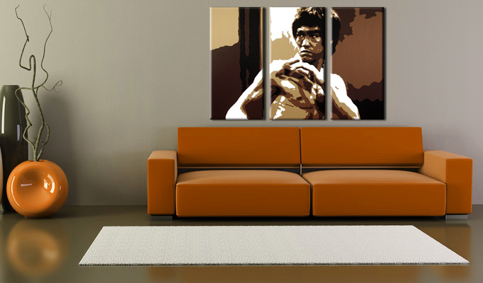Рачно сликани слики на платно POP Art AL Bruce Lee 3-делна 