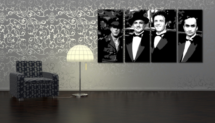 Рачно сликани слики на платно POP Art Corleone Family 4-делна
