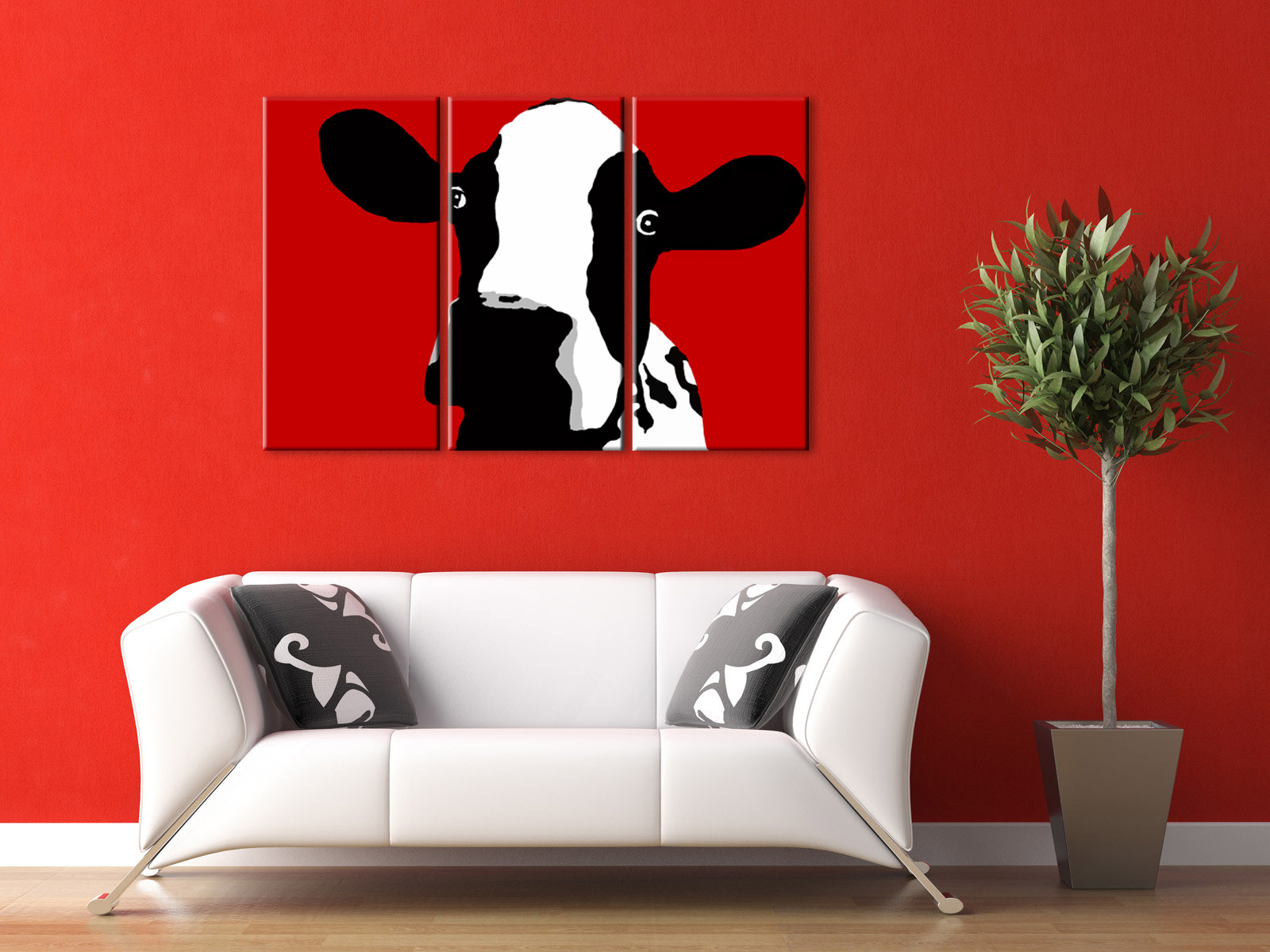 Рачно сликани слики на платно POP Art Cow3-делна 