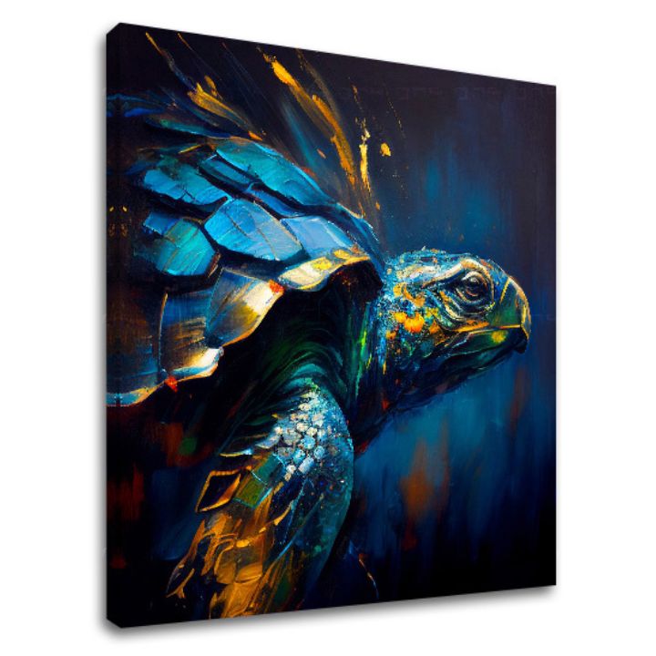 Декоративна слика на платно - PREMIUM ART - Green Turtle Odyssey