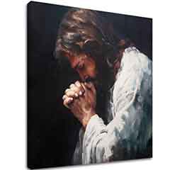 Исус во молитва | насликан со акрил и златни листови