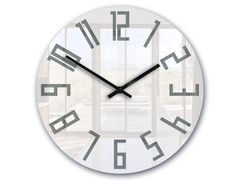 Модерен ѕиден часовник SLIM акрилно бело-сиво