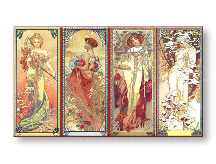 Слики на платно ЧЕТИРИ ГОДИШНИ ВРЕМИЊА – Alfons Mucha