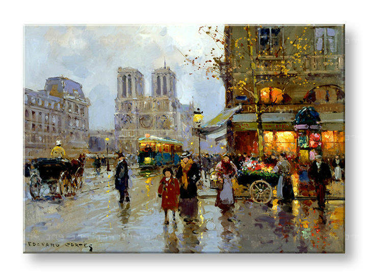 Слики на платно PLACE SAINT-MICHEL ET NOTRE DAME – Edouard Leon Cortes