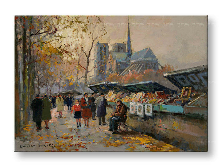 Слики на платно BOOK SELLERS ALONG THE SEINE – Edouard Leon Cortes