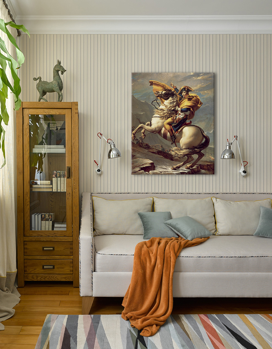 Слика на платно Жак-Луј Давид - Наполеон ги преминува Алпите 60x70 cm