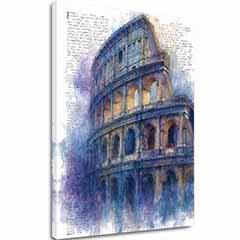 Сликата на платно Колосеум во сино - Рим на ѕидот