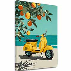Сликата на платно Веспа во Италија - Ретро Алеја