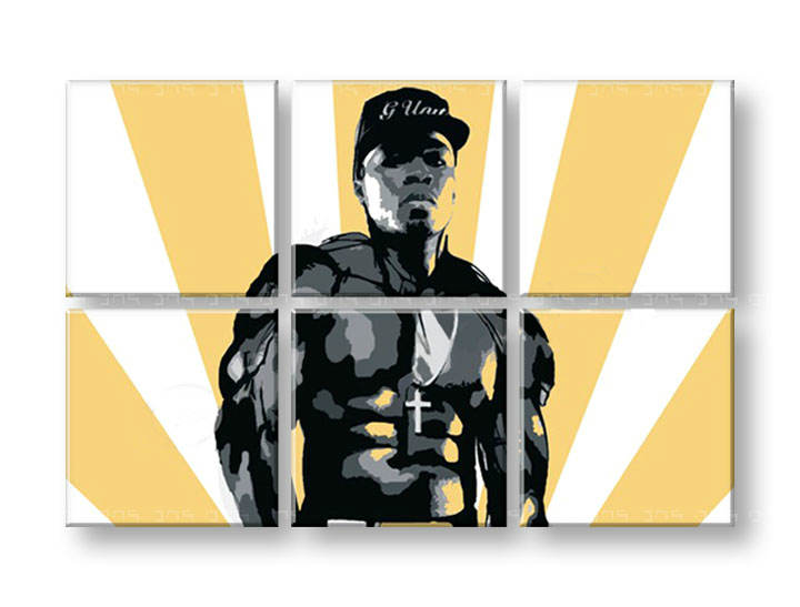 Рачно сликани слики на платно POP Art 50 cent 6-делна 