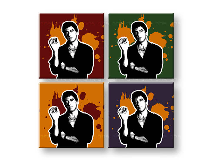 Рачно сликани слики на платно POP Art Scarface - AL PACINO4-делна 1