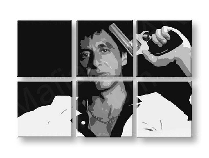 Рачно сликани слики на платно POP Art Scarface - AL PACINO 6-делна 1