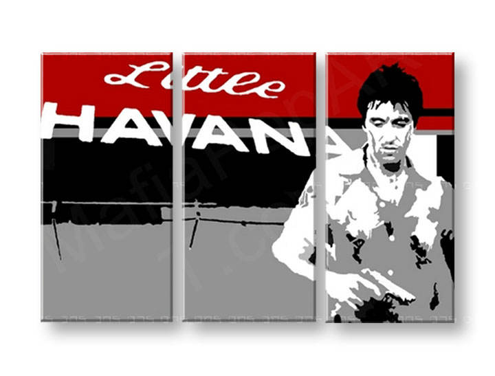 Рачно сликани слики на платно POP Art Scarface - AL PACINO 3-делна 1