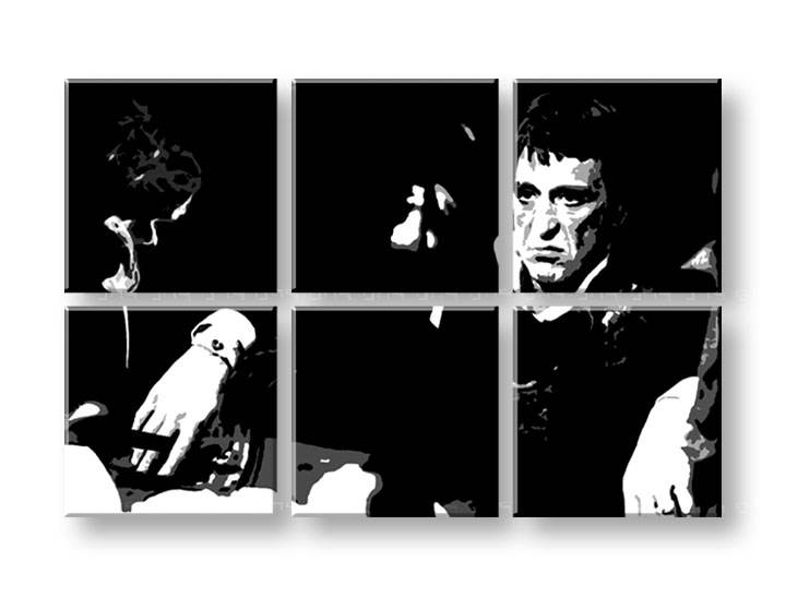 Рачно сликани слики на платно POP Art SCARFACE-AL PACINO 6-делна