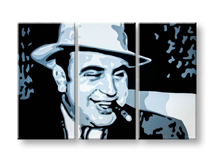 Рачно сликани слики на платно POP Art AL CAPONe 3-делна 