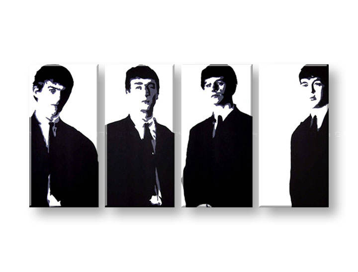 Рачно сликани слики на платно POP Art BEATLES 4-делна 