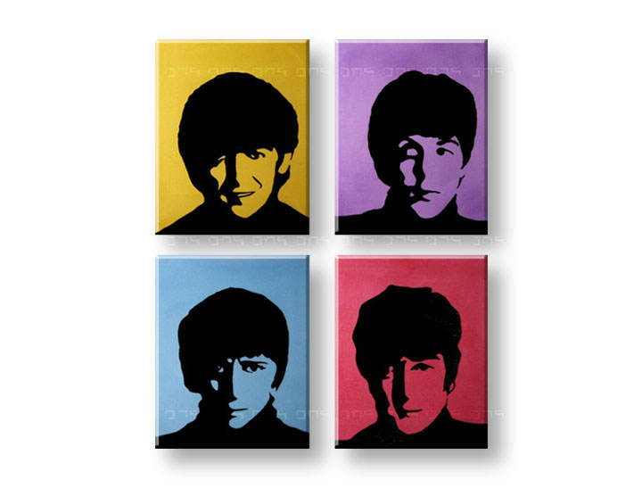 Рачно сликани слики на платно POP Art BEATLES 4-делна