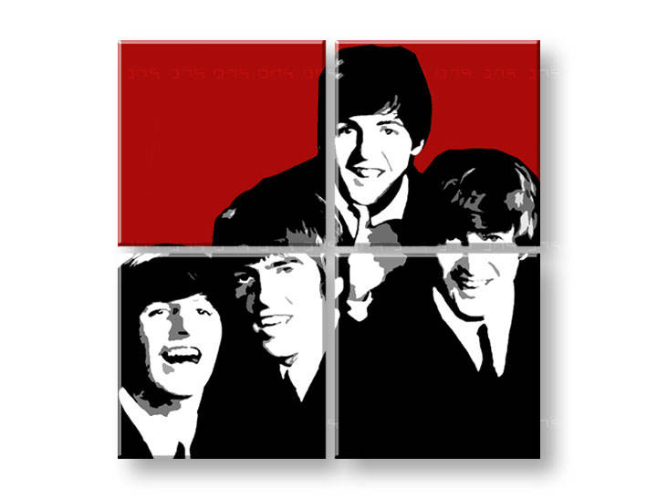 Рачно сликани слики на платно POP Art BEATLES 4-делна