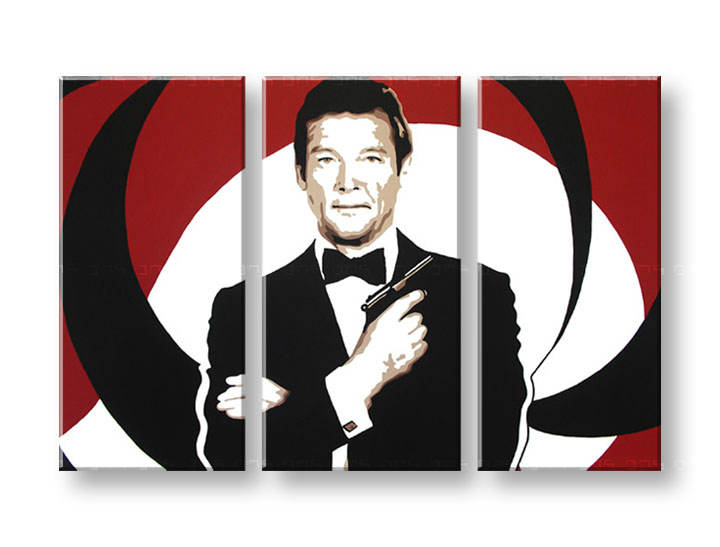 Рачно сликани слики на платно POP Art James Bond 3-делна 