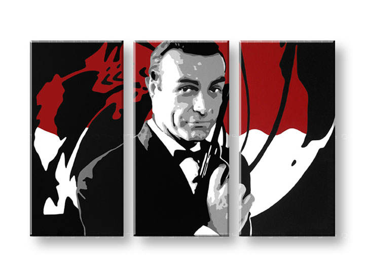 Рачно сликани слики на платно POP Art James Bond 3-делна 