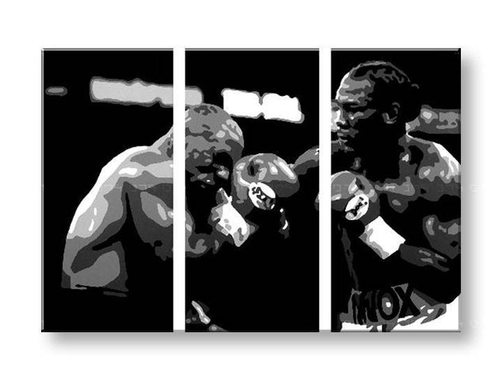 Рачно сликани слики на платно POP Art Tyson vs. Lewis 3-делна