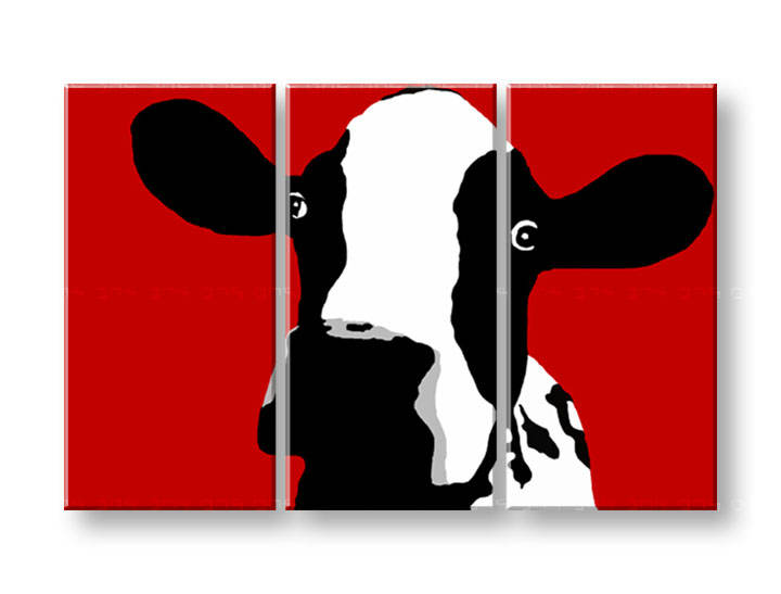 Рачно сликани слики на платно POP Art Cow3-делна 