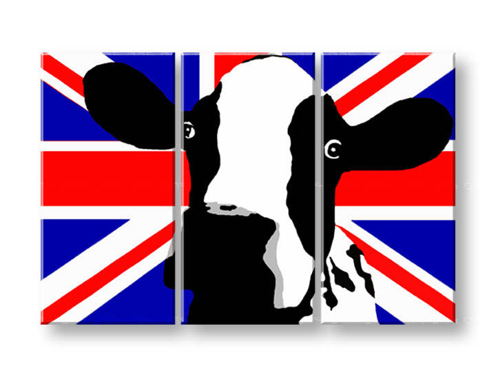 Рачно сликани слики на платно POP Art Cow 3-делна 