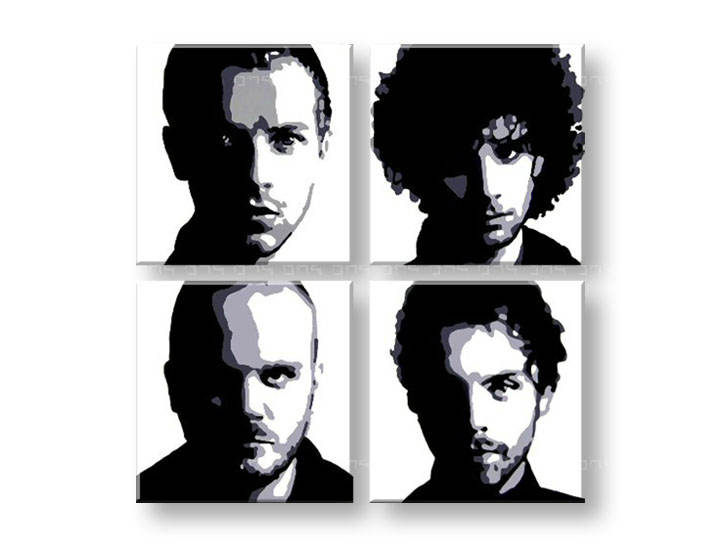 Рачно сликани слики на платно POP Art Coldplay 4-делна