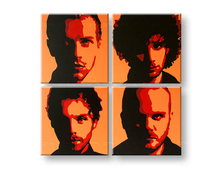 Рачно сликани слики на платно POP Art Coldplay 4-делна