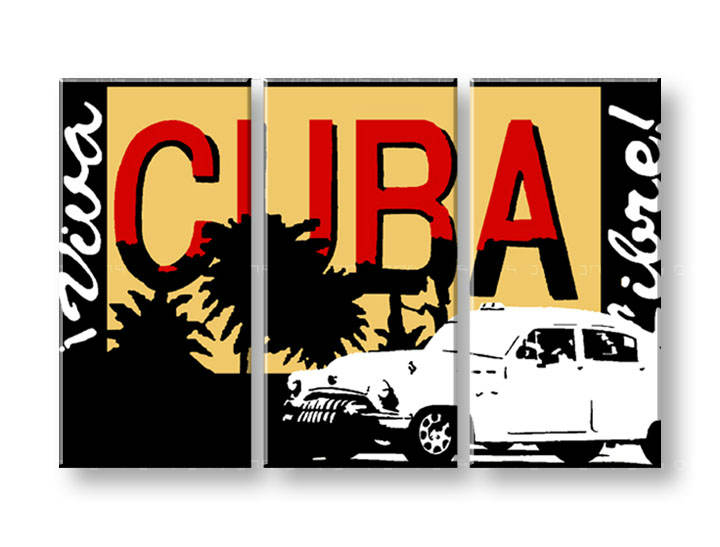 Рачно сликани слики на платно POP Art Cuba 3-делна 