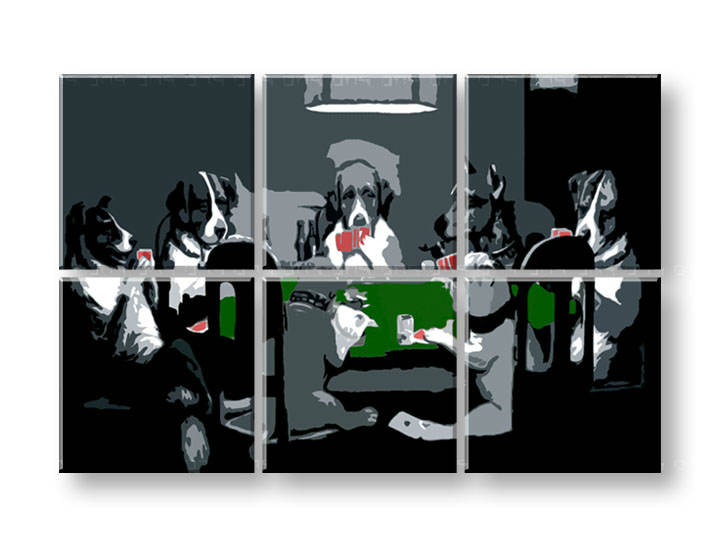 Рачно сликани слики на платно POP Art DOGS 6-делна 