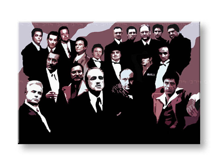 Рачно сликани слики на платно POP Art The MAFIA Family 2-делна