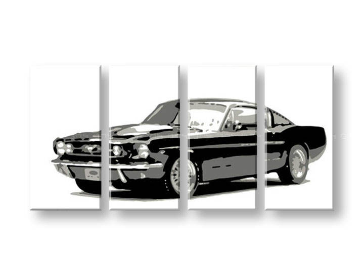 Рачно сликани слики на платно POP Art Ford Mustang 4-делна 