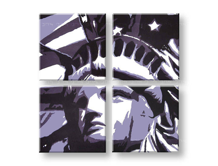 Рачно сликани слики на платно POP Art Кип на слободата 4-делна