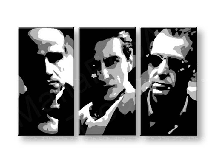 Рачно сликани слики на платно POP Art GODFATHER 3-делна 