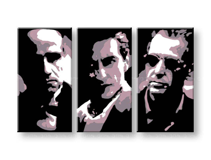 Рачно сликани слики на платно POP Art GODFATHER 3-делна 