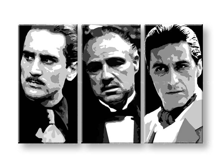 Рачно сликани слики на платно POP Art GODFATHER 3-делна 