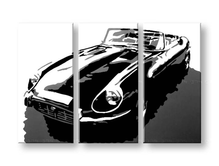 Рачно сликани слики на платно POP Art JAGUAR 3-делна 