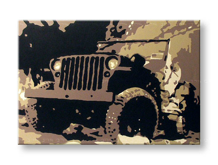 Рачно сликани слики на платно POP Art JEEP 1-делна 