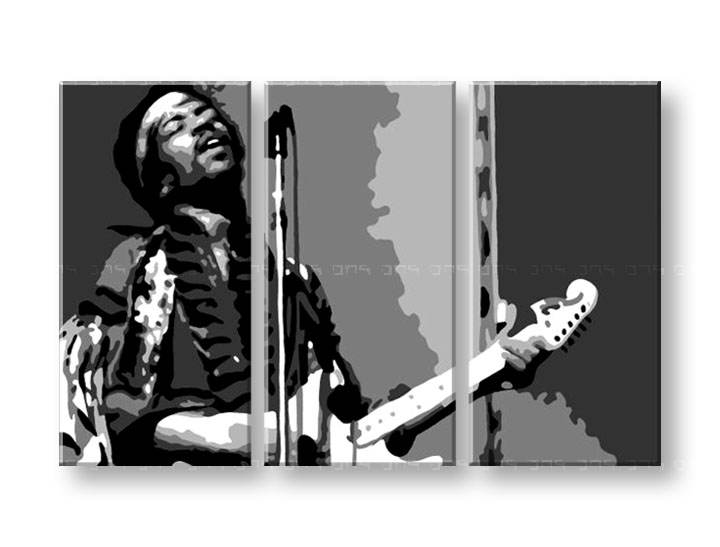 Рачно сликани слики на платно POP Art Jimmy Hendrix 3-делна 